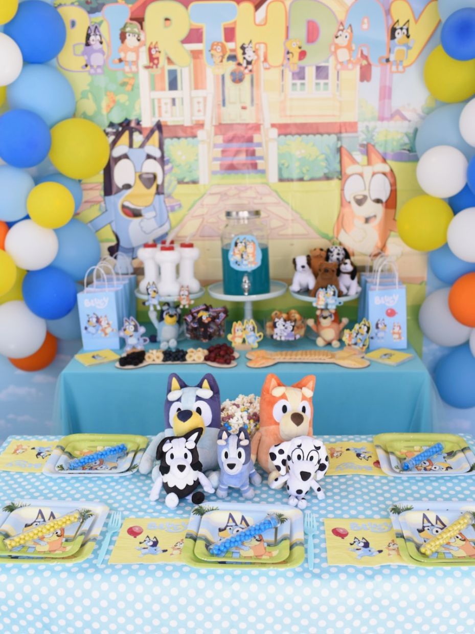 Bluey Birthday Party Supplies | Bluey Decorations | Bluey Plates | Bluey Napkins | Bluey Tableware - Serves 16
